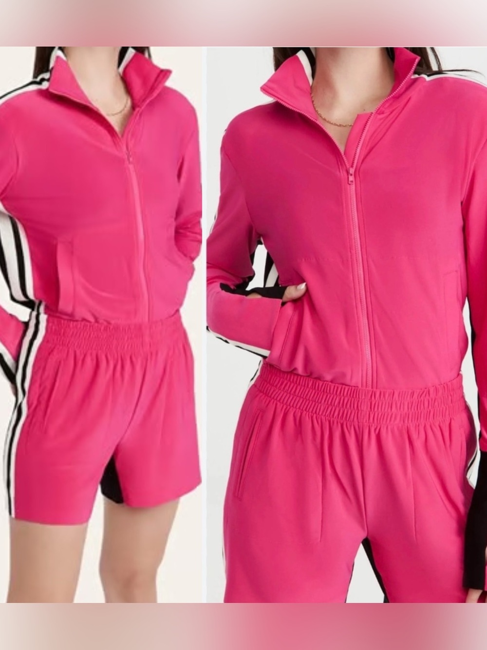Norma Kamali Turtle Side Stripe Track Set - Jacket and Pants Small